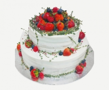 two tiers fresh fruit toppings cake